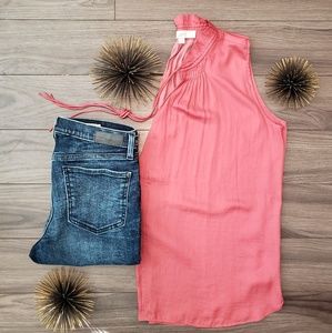 Ann Taylor LOFT Ruffle Collar V-neck Tunic